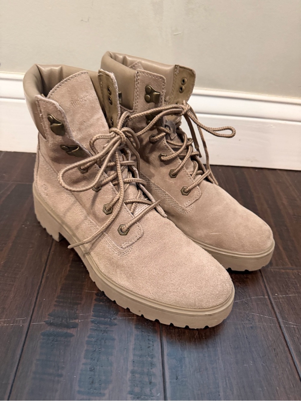 Timberland Taupe Suede Lace Up Boots Size 10